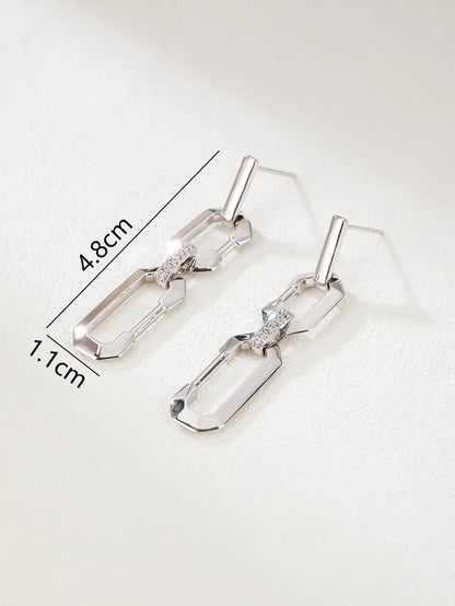 1 Pair Basic Modern Style Geometric Copper White Gold Plated Drop Earrings