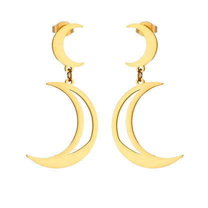 1 Pair Basic Modern Style Moon Plating 304 Stainless Steel No Inlaid 18K Gold Plated Drop Earrings