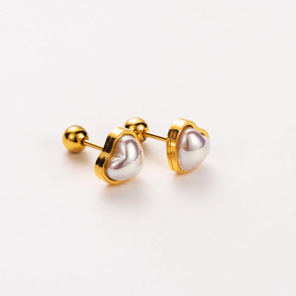 1 Pair Basic Modern Style Simple Style Letter Heart Shape Wings 304 Stainless Steel 14K Gold Plated Ear Studs