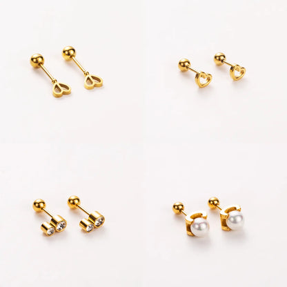 1 Pair Basic Modern Style Simple Style Letter Heart Shape Wings 304 Stainless Steel 14K Gold Plated Ear Studs