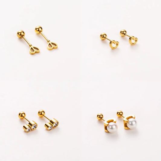 1 Pair Basic Modern Style Simple Style Letter Heart Shape Wings 304 Stainless Steel 14K Gold Plated Ear Studs