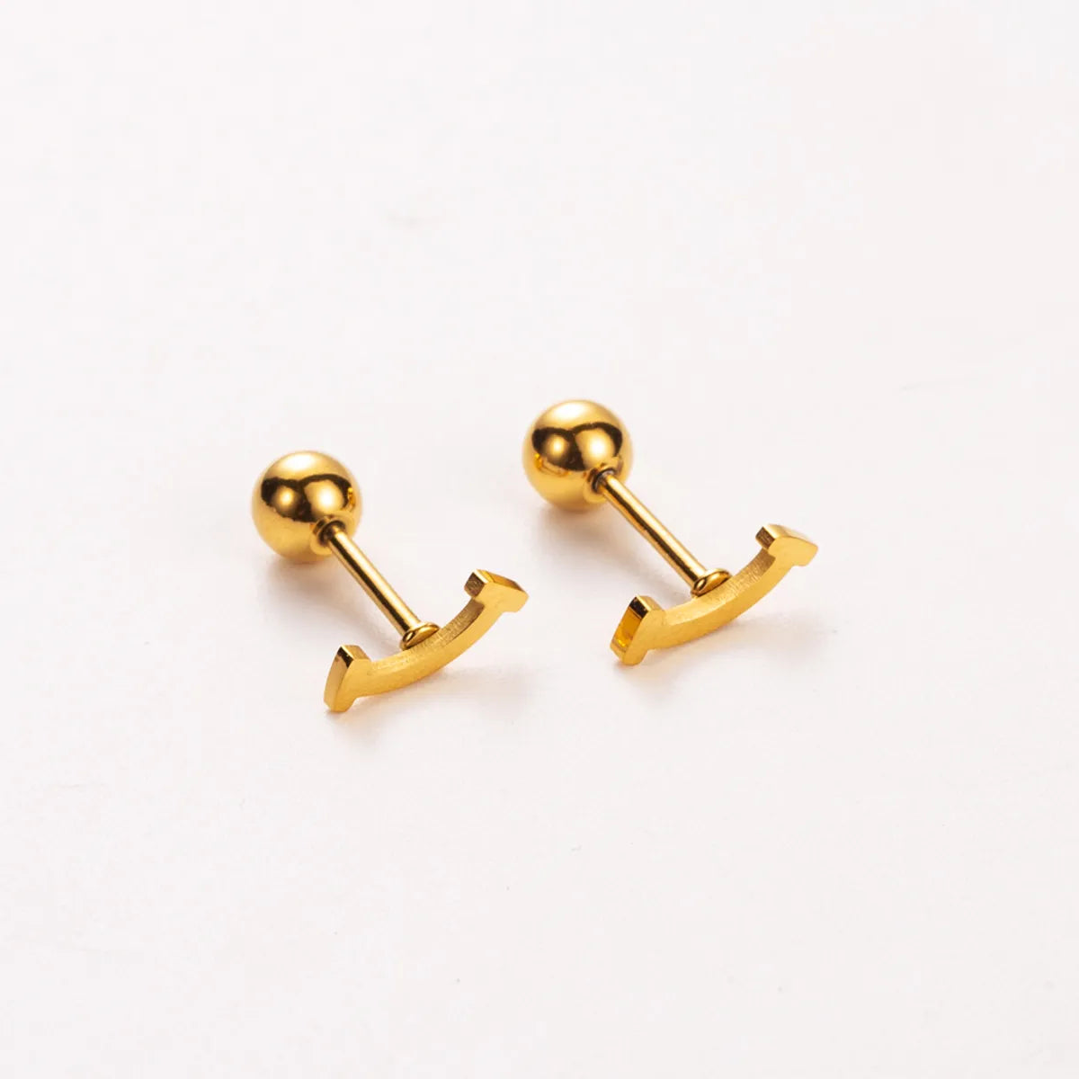 1 Pair Basic Modern Style Simple Style Letter Heart Shape Wings 304 Stainless Steel 14K Gold Plated Ear Studs