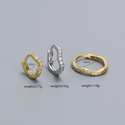 1 Pair Basic Modern Style Waves Plating Inlay Sterling Silver Zircon Earrings