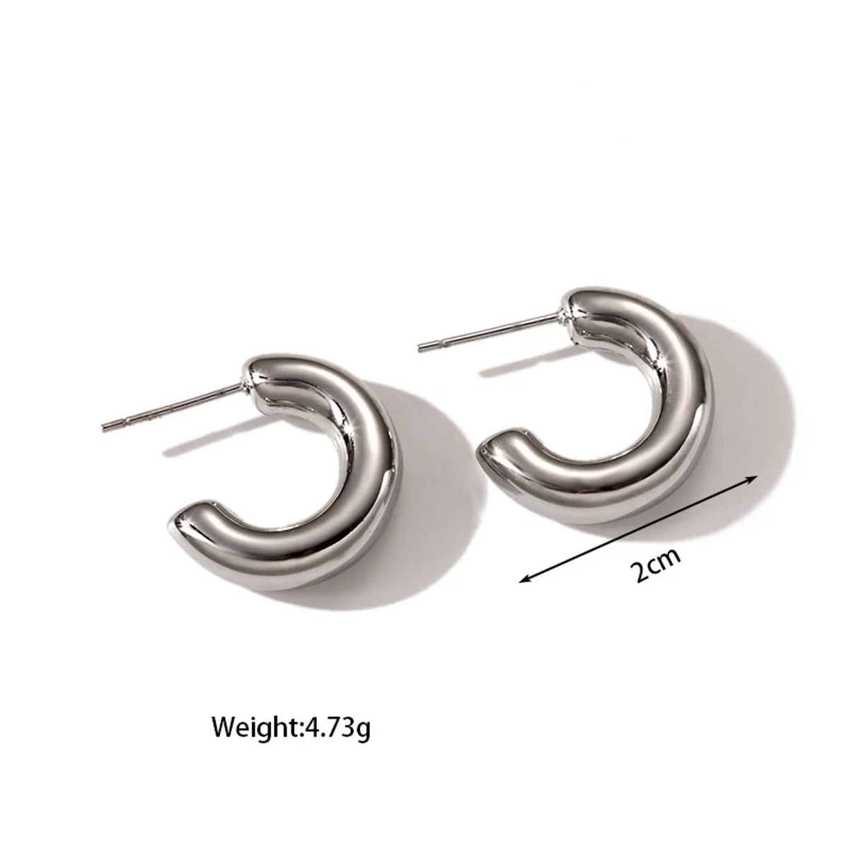 1 Pair Basic Retro Classic Style C Shape Round Solid Color Plating 304 Stainless Steel Hoop Earrings Ear Studs