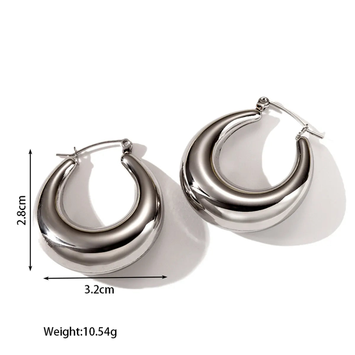 1 Pair Basic Retro Classic Style C Shape Round Solid Color Plating 304 Stainless Steel Hoop Earrings Ear Studs