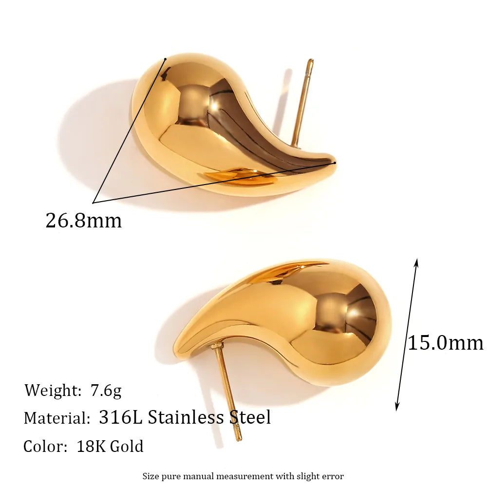 1 Pair Basic Retro Classic Style Water Droplets Plating 304 Stainless Steel 18K Gold Plated Ear Studs