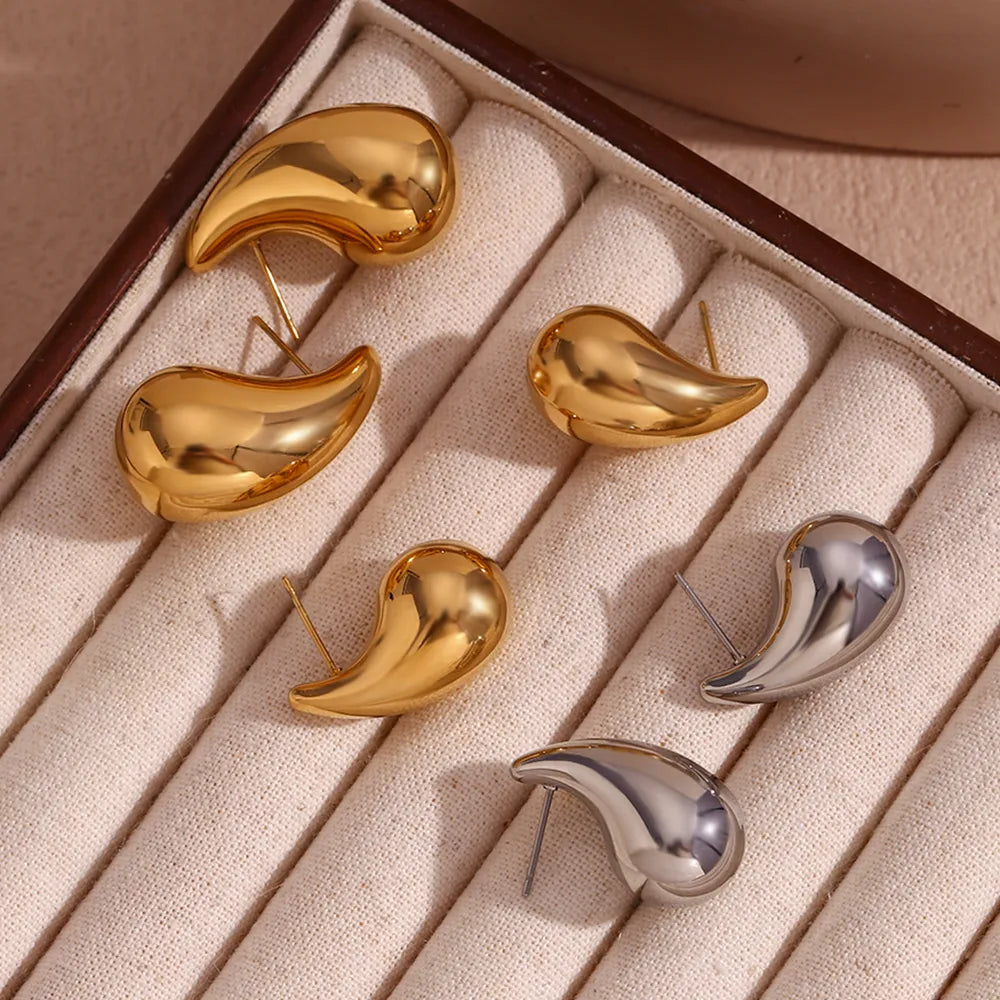 1 Pair Basic Retro Classic Style Water Droplets Plating 304 Stainless Steel 18K Gold Plated Ear Studs