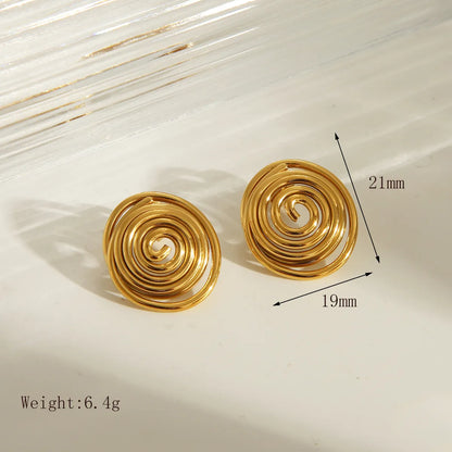 1 Pair Basic Retro Commute Round 304 Stainless Steel 14K Gold Plated Ear Studs