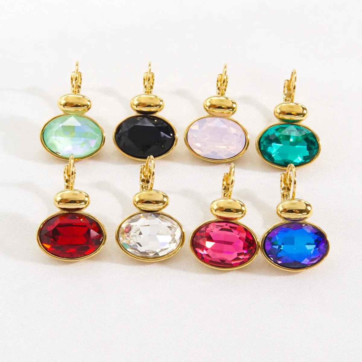 1 Pair Basic Retro Geometric Plating Inlay Stainless Steel Zircon 14k Gold Plated Drop Earrings