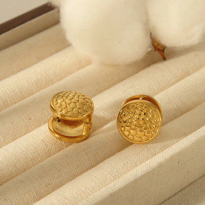 1 Pair Basic Round Plating 304 Stainless Steel 18K Gold Plated Drop Earrings