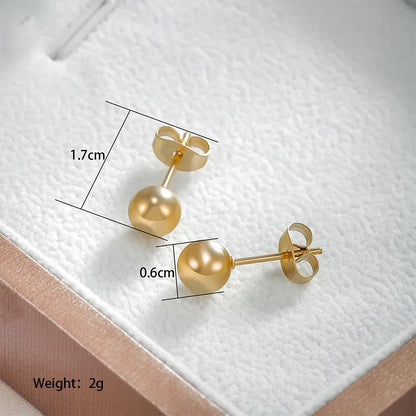 1 Pair Basic Round Plating 304 Stainless Steel 18K Gold Plated Raw Steel Ear Studs