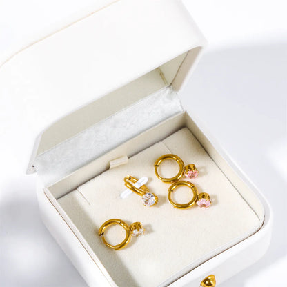 1 Pair Basic Round Plating Stainless Steel 18k Gold Plated Earrings