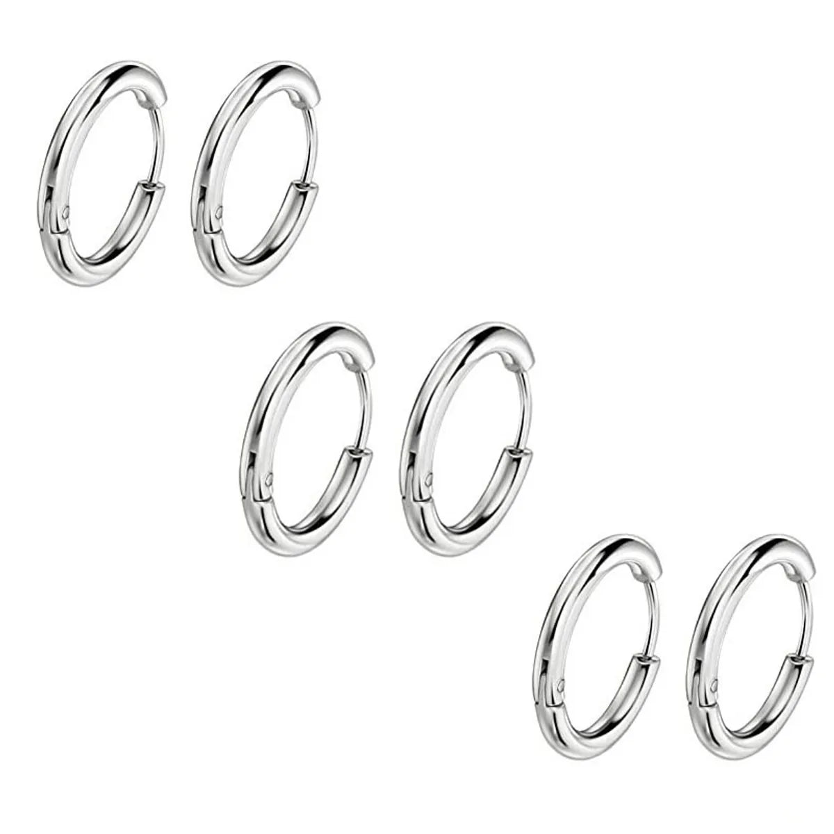 1 Pair Basic Round Stainless Steel Earrings