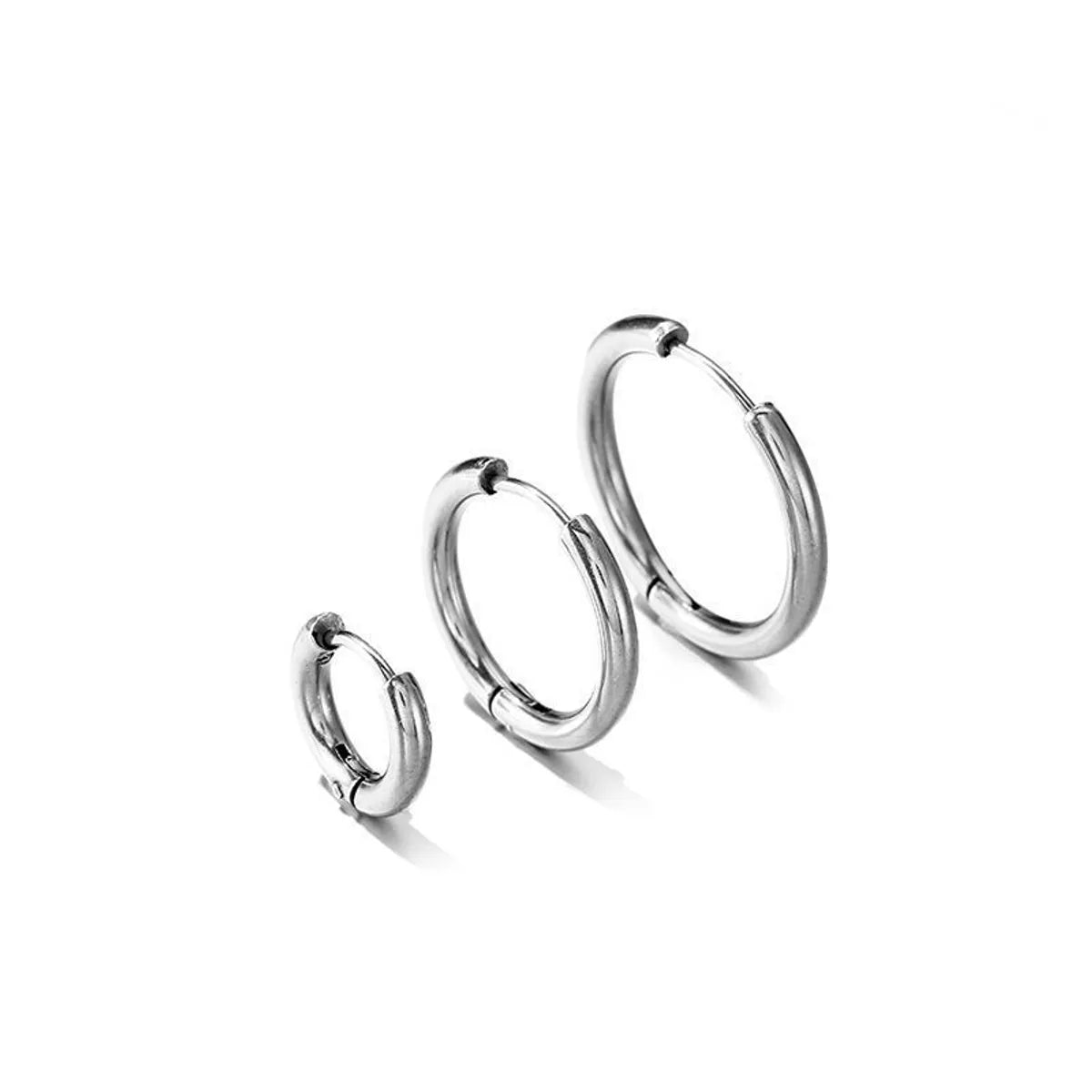 1 Pair Basic Round Stainless Steel Earrings