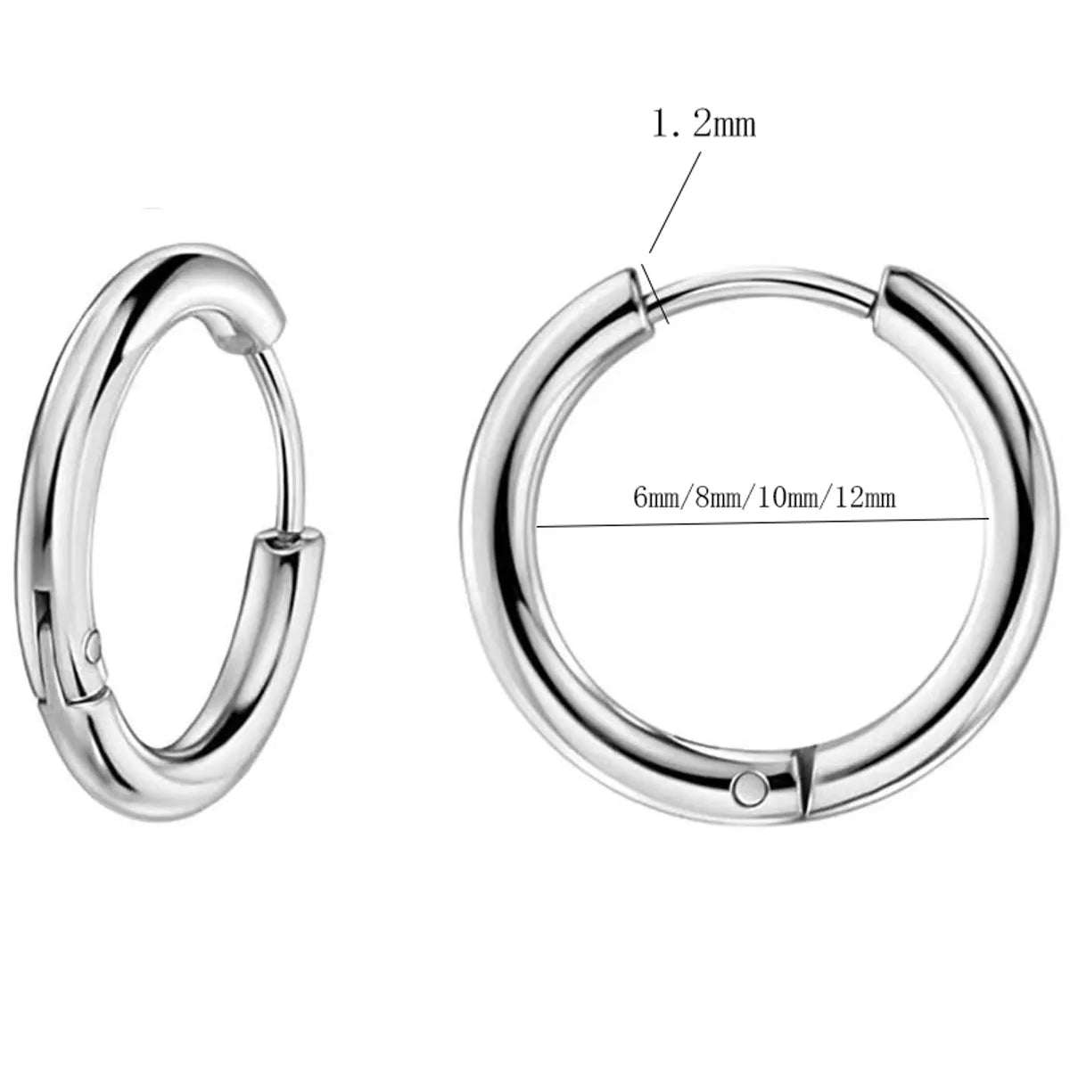 1 Pair Basic Round Stainless Steel Earrings