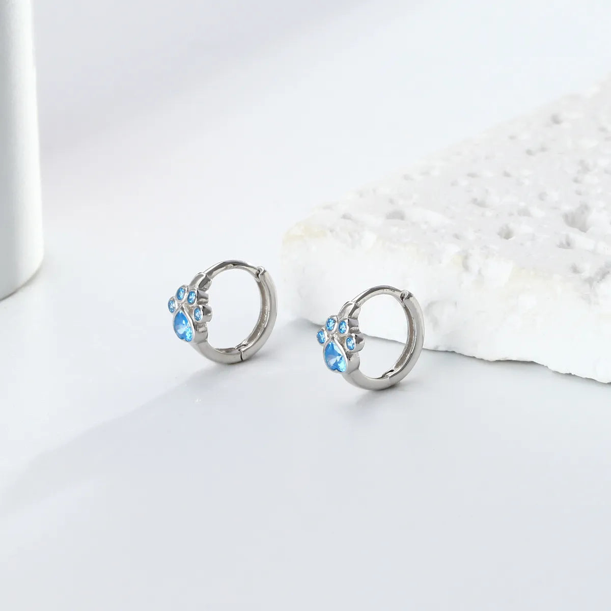 1 Pair Basic Round Sterling Silver Earrings