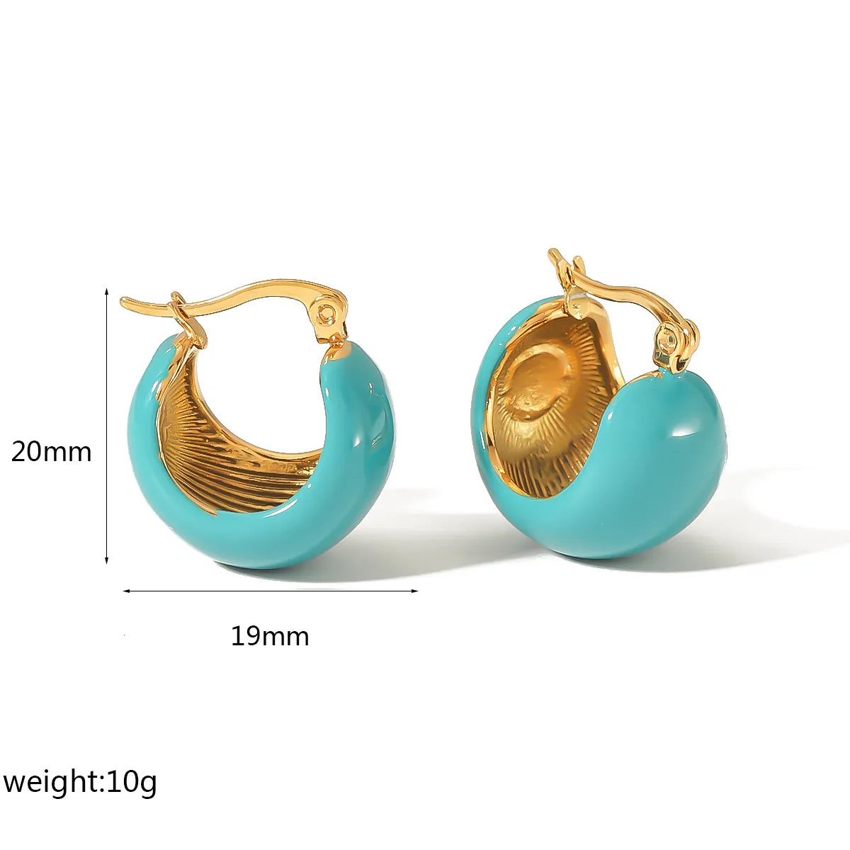 1 Pair Basic Semicircle Epoxy Plating 304 Stainless Steel 18K Gold Plated Earrings