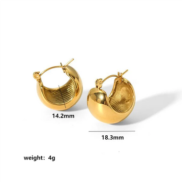 1 Pair Basic Semicircle Epoxy Plating 304 Stainless Steel 18K Gold Plated Earrings