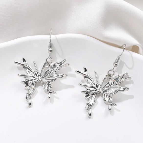 1 Pair Basic Simple Style Classic Style Butterfly Asymmetrical Alloy Drop Earrings