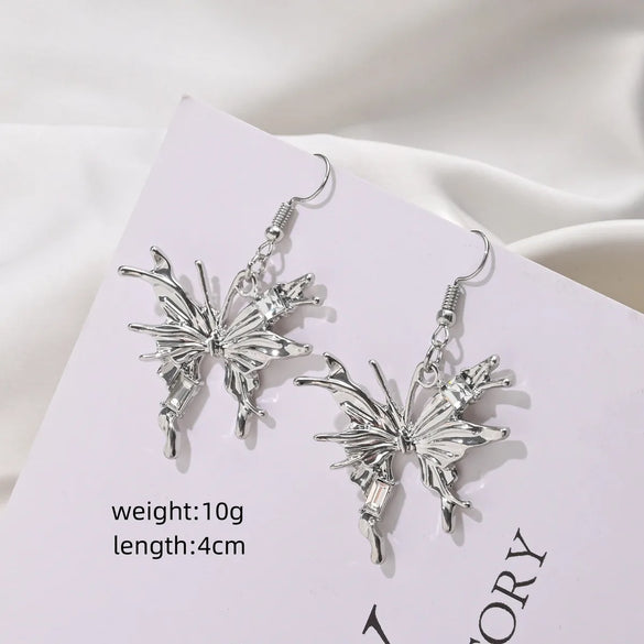 1 Pair Basic Simple Style Classic Style Butterfly Asymmetrical Alloy Drop Earrings