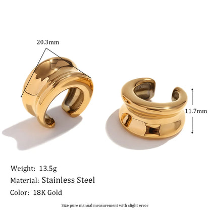 1 Pair Basic Simple Style Classic Style Geometric Solid Color Plating 304 Stainless Steel 18K Gold Plated Ear Cuffs