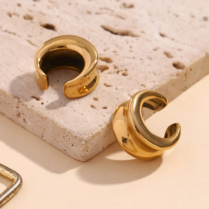 1 Pair Basic Simple Style Classic Style Geometric Solid Color Plating 304 Stainless Steel 18K Gold Plated Ear Cuffs