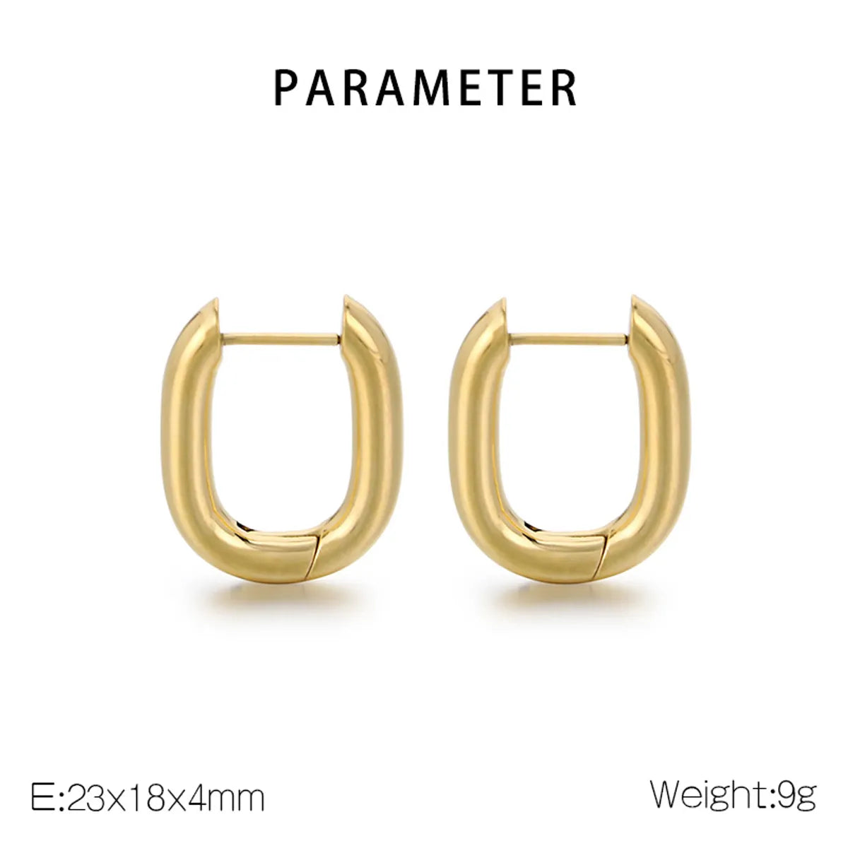 1 Pair Basic Simple Style Classic Style Geometric Star Solid Color 304 Stainless Steel 18K Gold Plated Hoop Earrings