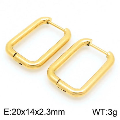 1 Pair Basic Simple Style Classic Style Geometric Star Solid Color 304 Stainless Steel 18K Gold Plated Hoop Earrings