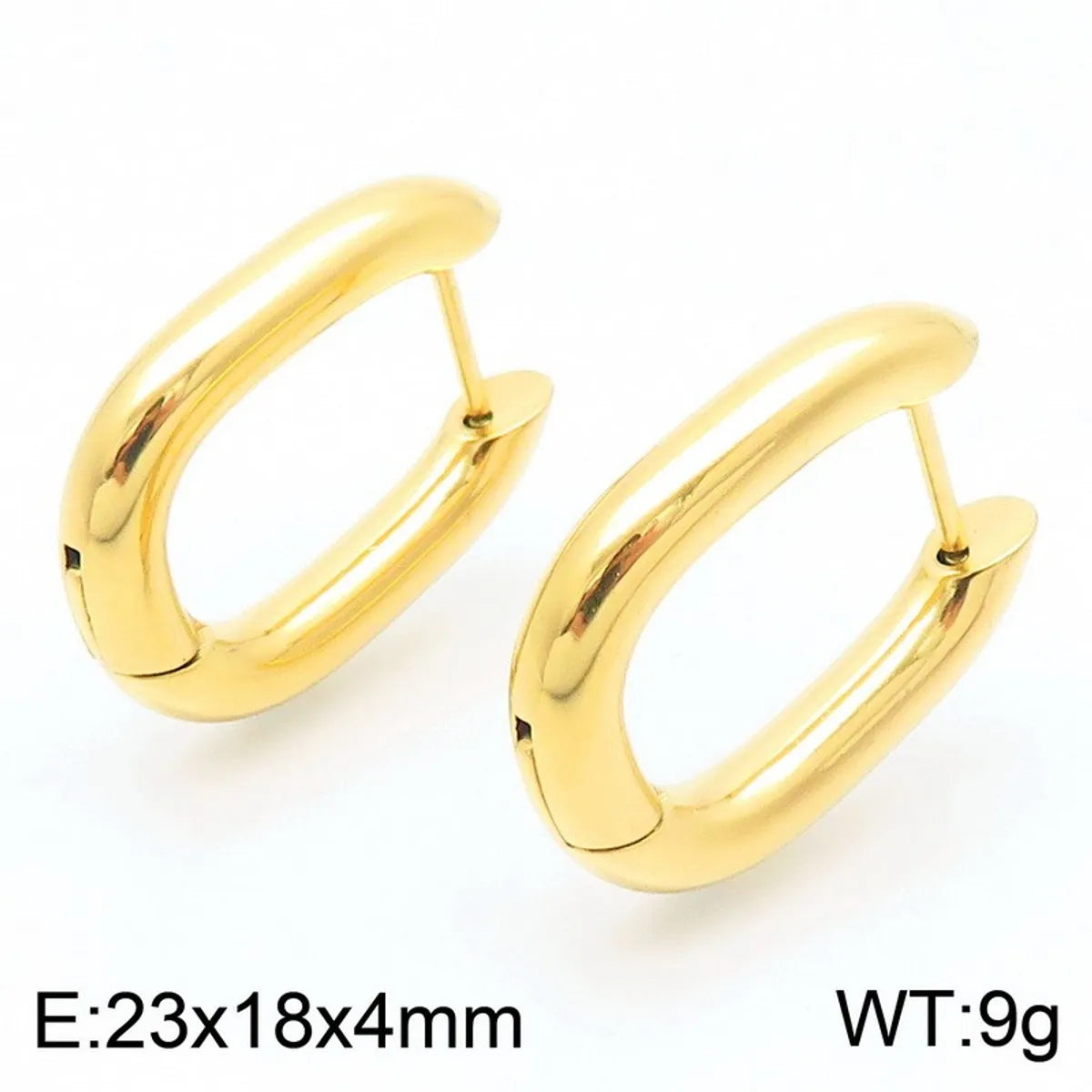 1 Pair Basic Simple Style Classic Style Geometric Star Solid Color 304 Stainless Steel 18K Gold Plated Hoop Earrings