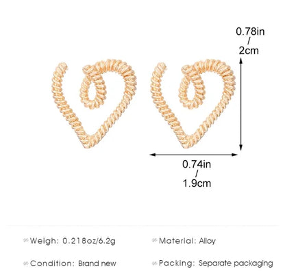 1 Pair Basic Simple Style Classic Style Heart Shape Alloy Ear Studs