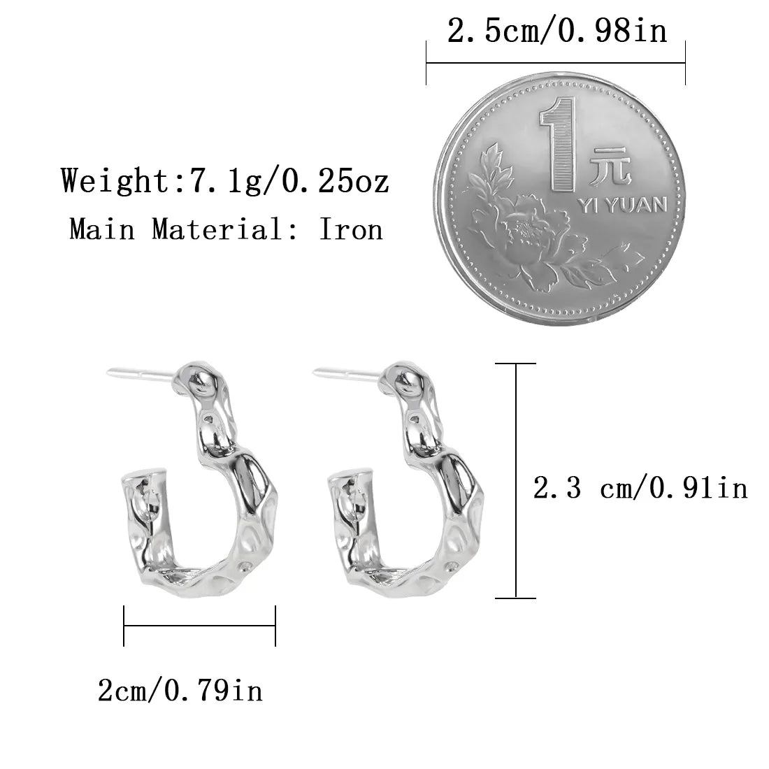 1 Pair Basic Simple Style Classic Style Irregular Solid Color Iron Silver Plated Earrings