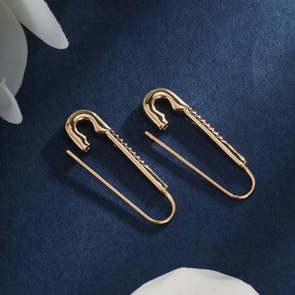 1 Pair Basic Simple Style Classic Style Paper Clip Plating Inlay Copper Artificial Gemstones 18K Gold Plated Drop Earrings