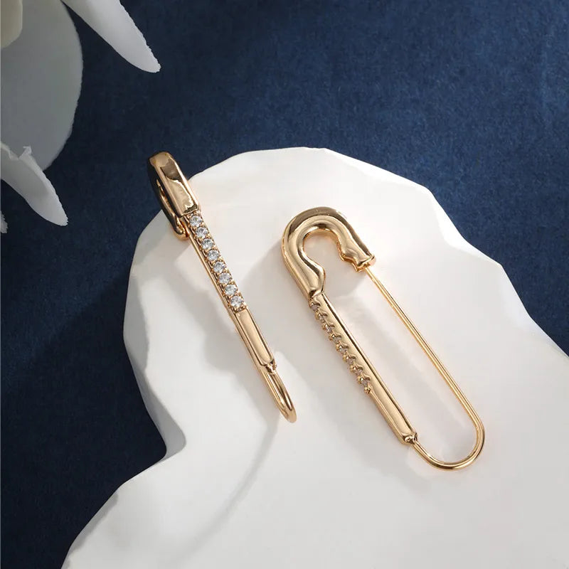 1 Pair Basic Simple Style Classic Style Paper Clip Plating Inlay Copper Artificial Gemstones 18K Gold Plated Drop Earrings