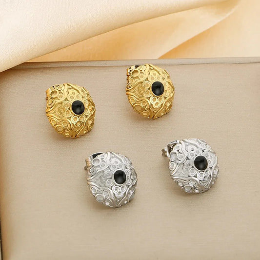 1 Pair Basic Simple Style Classic Style Round 304 Stainless Steel 18K Gold Plated Ear Studs