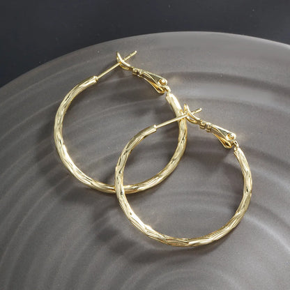 1 Pair Basic Simple Style Classic Style Round Plating Copper 14K Gold Plated Platinum Plated Hoop Earrings