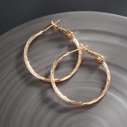 1 Pair Basic Simple Style Classic Style Round Plating Copper 14K Gold Plated Platinum Plated Hoop Earrings