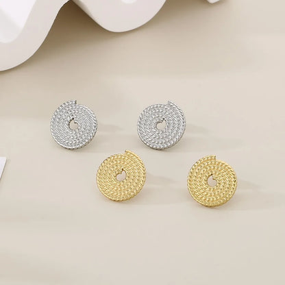 1 Pair Basic Simple Style Classic Style Round Spiral 304 Stainless Steel 18K Gold Plated Ear Studs