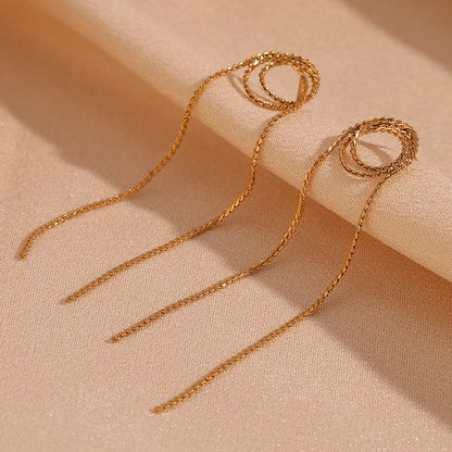 1 Pair Basic Simple Style Classic Style Solid Color Plating Stainless Steel 18k Gold Plated Drop Earrings