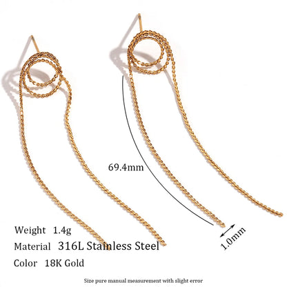 1 Pair Basic Simple Style Classic Style Solid Color Plating Stainless Steel 18k Gold Plated Drop Earrings