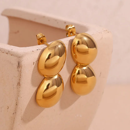 1 Pair Basic Simple Style Classic Style Solid Color Plating 304 Stainless Steel 18K Gold Plated Ear Studs