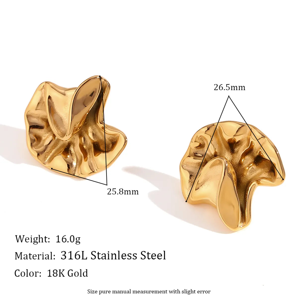 1 Pair Basic Simple Style Classic Style Solid Color Plating Stainless Steel 18k Gold Plated Ear Studs