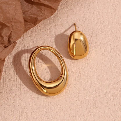 1 Pair Basic Simple Style Classic Style Solid Color Plating Stainless Steel 18k Gold Plated Ear Studs