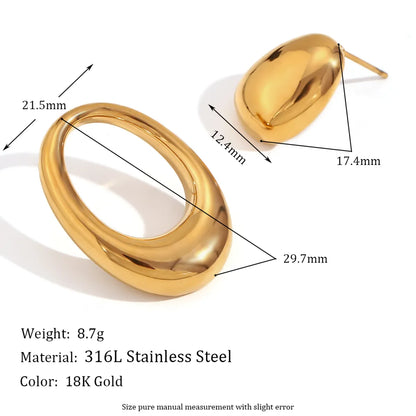 1 Pair Basic Simple Style Classic Style Solid Color Plating Stainless Steel 18k Gold Plated Ear Studs