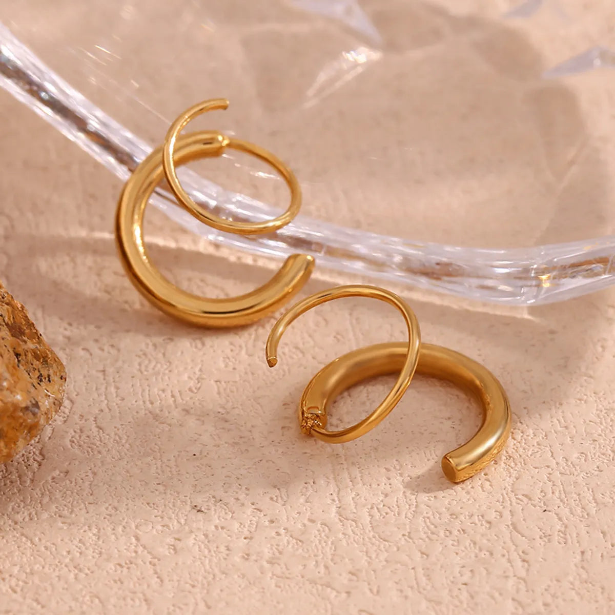 1 Pair Basic Simple Style Classic Style Solid Color Plating Stainless Steel 18k Gold Plated Ear Studs