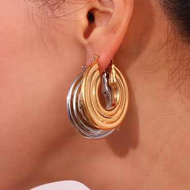 1 Pair Basic Simple Style Classic Style Solid Color Plating 304 Stainless Steel 18K Gold Plated Earrings