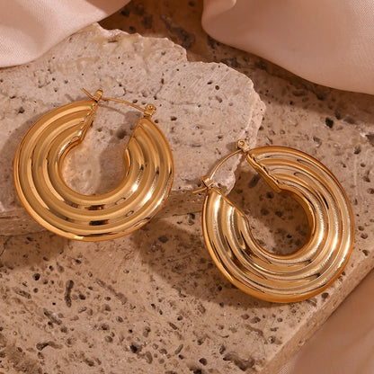 1 Pair Basic Simple Style Classic Style Solid Color Plating 304 Stainless Steel 18K Gold Plated Earrings