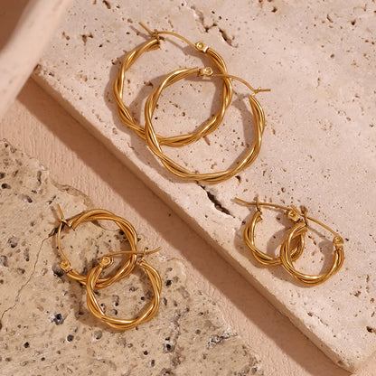 1 Pair Basic Simple Style Classic Style Solid Color Plating Stainless Steel 18k Gold Plated Earrings