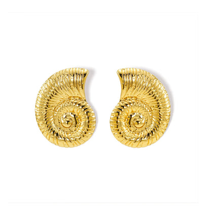 1 Pair Basic Simple Style Classic Style Solid Color Spiral Plating 304 Stainless Steel 18K Gold Plated Ear Studs