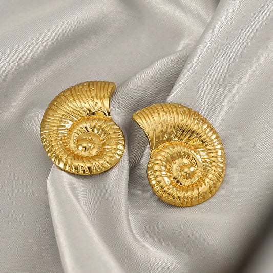 1 Pair Basic Simple Style Classic Style Solid Color Spiral Plating 304 Stainless Steel 18K Gold Plated Ear Studs