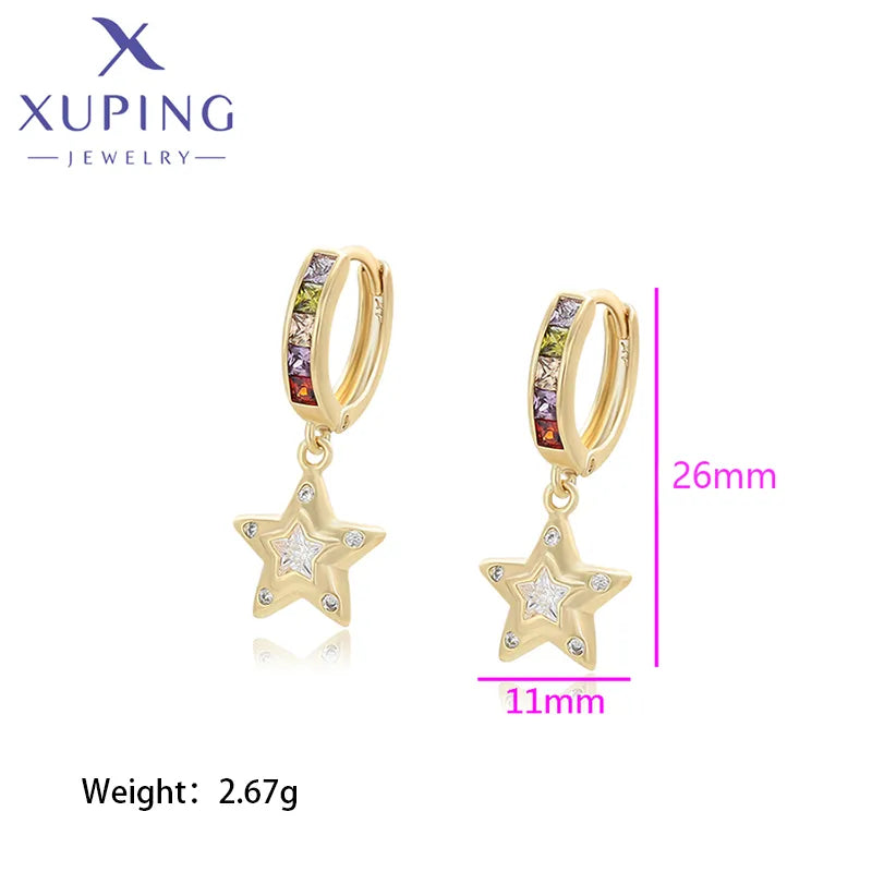 1 Pair Basic Simple Style Classic Style Star Plating Inlay Copper Artificial Gemstones 18K Gold Plated Drop Earrings